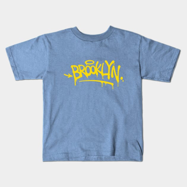 Brooklyn Graffiti (yellow) Kids T-Shirt by Assertive Shirts